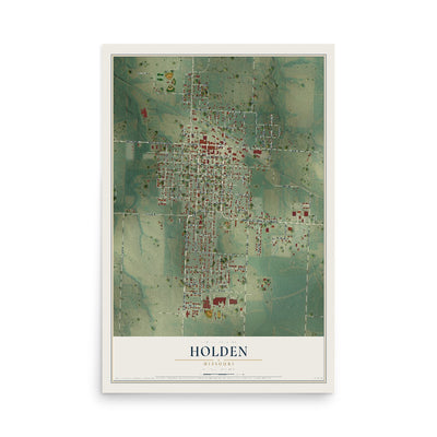 Map of Holden, Missouri, 12 x 18 inch unframed archival matte print
