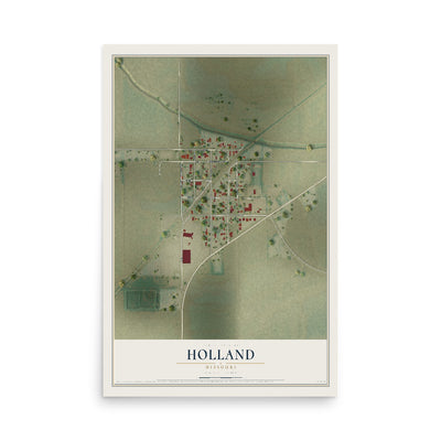 Map of Holland, Missouri, 12 x 18 inch unframed archival matte print