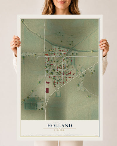 Map of Holland, Missouri, 24 x 36 inch unframed archival matte print