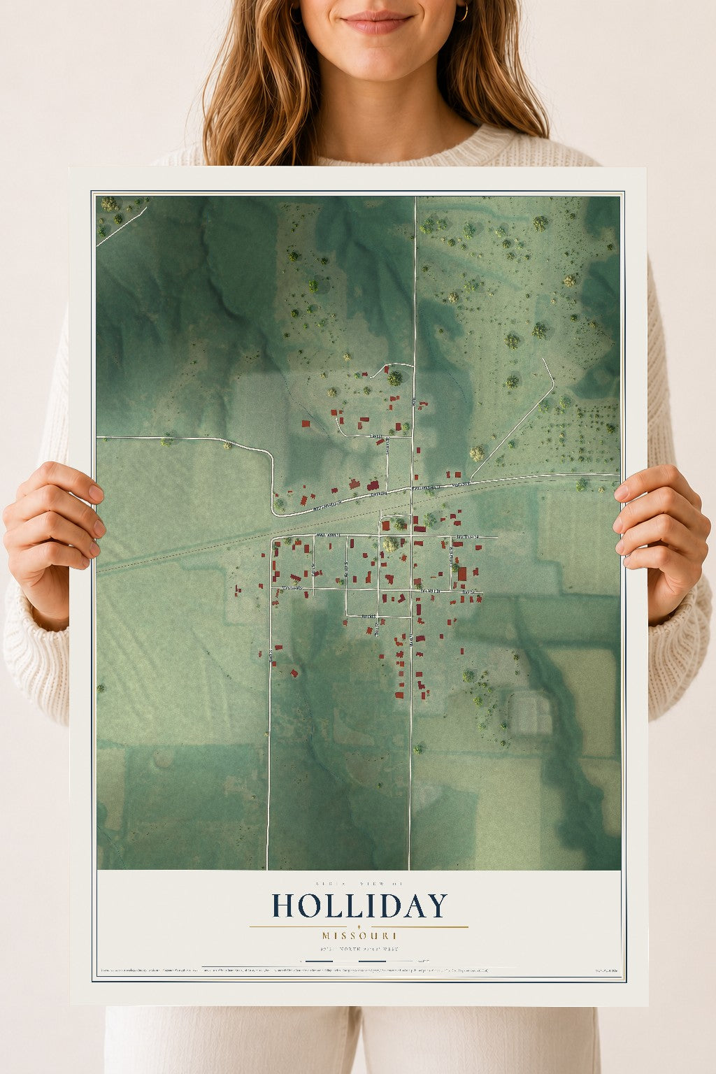 Map of Holliday, Missouri, 18 x 24 inch unframed archival matte print