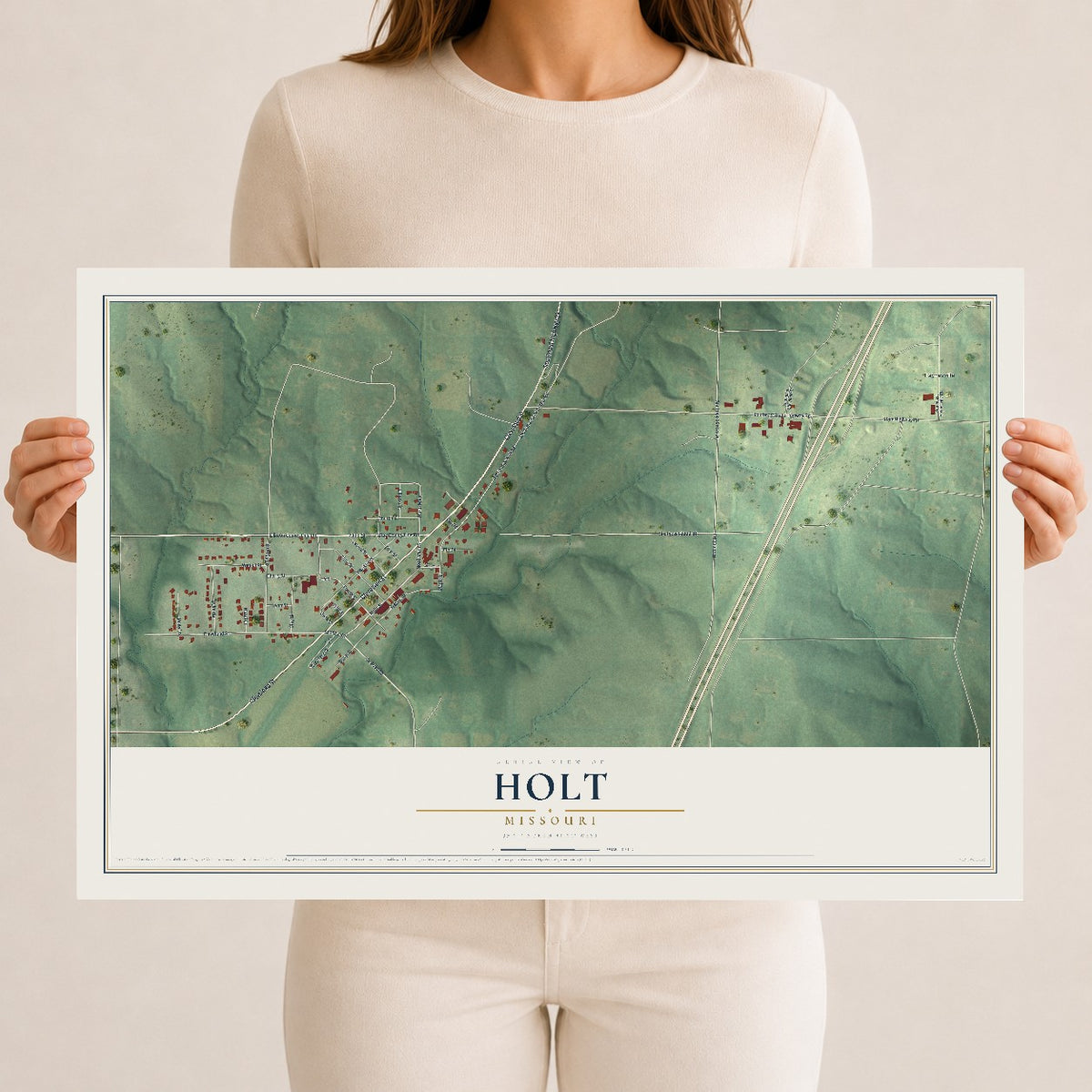 Map of Holt, Missouri, 12 x 18 inch unframed archival matte print