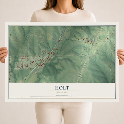 Map of Holt, Missouri, 18 x 24 inch unframed archival matte print
