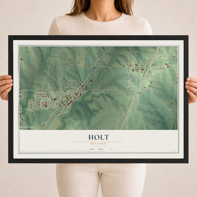 Map of Holt, Missouri, 18 x 24 inch print in a black wood frame