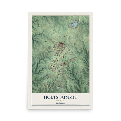 Map of Holts Summit, Missouri, 12 x 18 inch unframed archival matte print