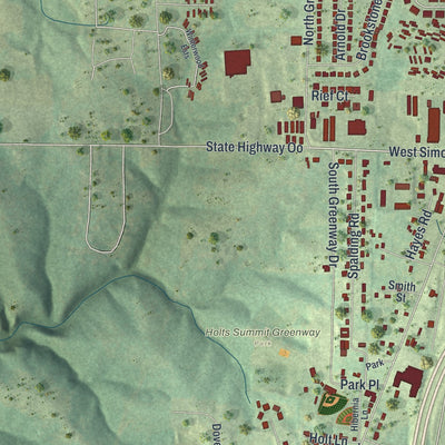 Second close-up of the map of Holts Summit, Missouri print showing more streets and buildings