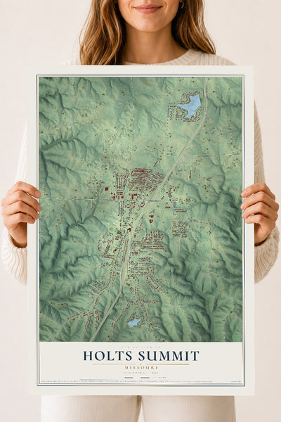 Map of Holts Summit, Missouri, 18 x 24 inch unframed archival matte print