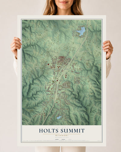 Map of Holts Summit, Missouri, 24 x 36 inch unframed archival matte print