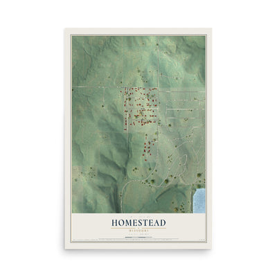 Map of Homestead, Missouri, 12 x 18 inch unframed archival matte print