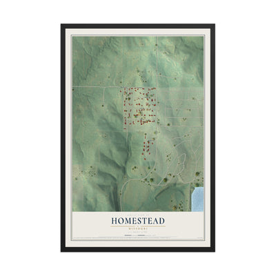 Map of Homestead, Missouri, 12 x 18 inch print in a black wood frame