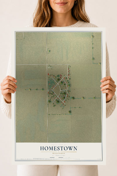 Map of Homestown, Missouri, 18 x 24 inch unframed archival matte print