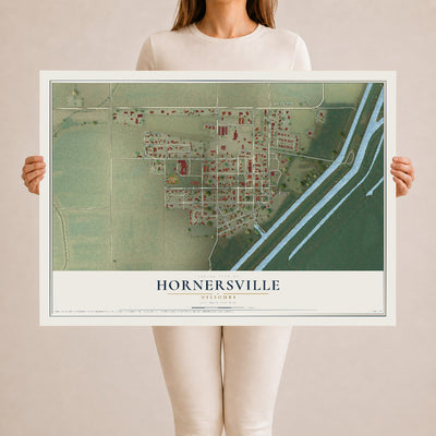 Map of Hornersville, Missouri, 24 x 36 inch unframed archival matte print