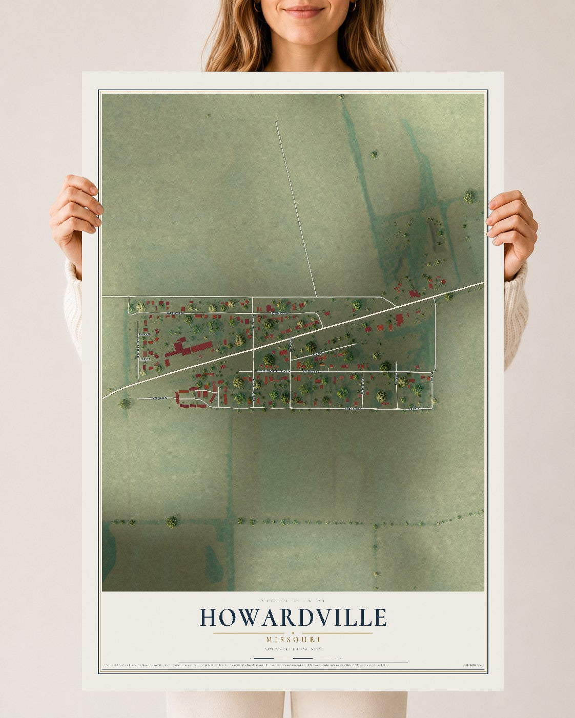 Map of Howardville, Missouri, 24 x 36 inch unframed archival matte print