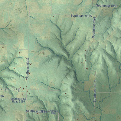 Close-up of the map of Hudson, Missouri print showing street and building detail