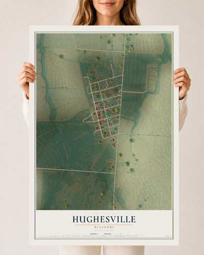 Map of Hughesville, Missouri, 24 x 36 inch unframed archival matte print