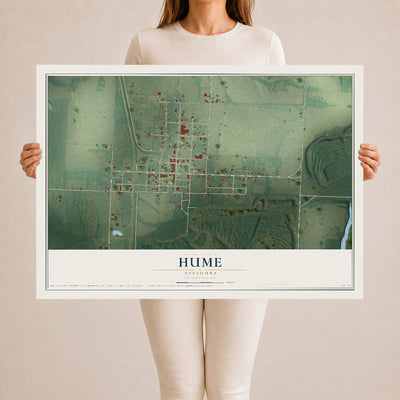 Map of Hume, Missouri, 24 x 36 inch unframed archival matte print