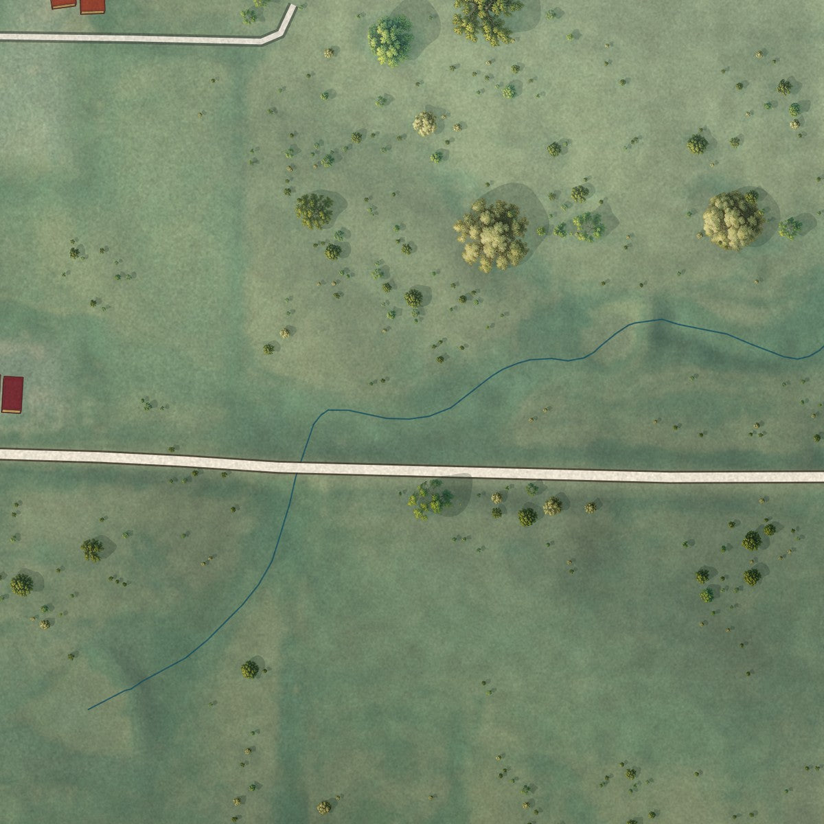 Second close-up of the map of Humphreys, Missouri print showing more streets and buildings
