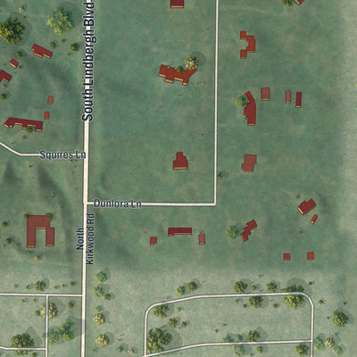 Second close-up of the map of Huntleigh, Missouri print showing more streets and buildings