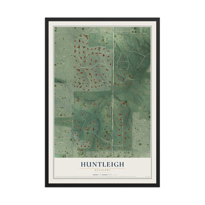 Map of Huntleigh, Missouri, 12 x 18 inch print in a black wood frame