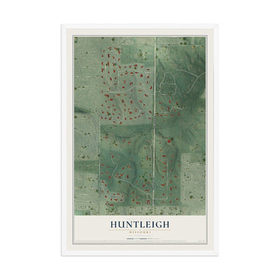 Map of Huntleigh, Missouri, 12 x 18 inch print in a white wood frame