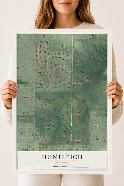 Map of Huntleigh, Missouri, 18 x 24 inch unframed archival matte print