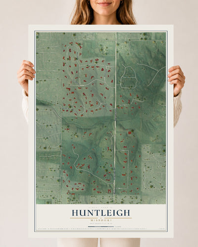 Map of Huntleigh, Missouri, 24 x 36 inch unframed archival matte print