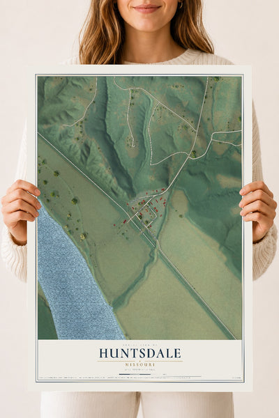 Map of Huntsdale, Missouri, 18 x 24 inch unframed archival matte print
