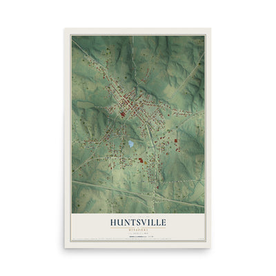Map of Huntsville, Missouri, 12 x 18 inch unframed archival matte print