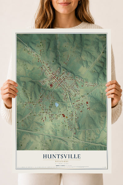 Map of Huntsville, Missouri, 18 x 24 inch unframed archival matte print
