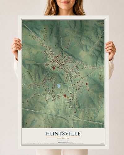 Map of Huntsville, Missouri, 24 x 36 inch unframed archival matte print
