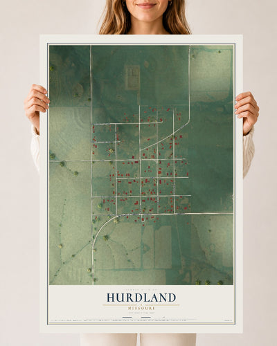 Map of Hurdland, Missouri, 24 x 36 inch unframed archival matte print