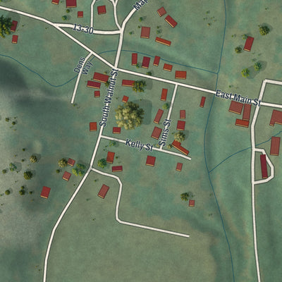 Close-up of the map of Hurley, Missouri print showing street and building detail