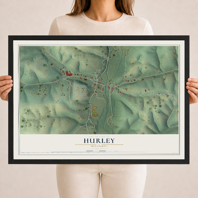 Map of Hurley, Missouri, 18 x 24 inch print in a black wood frame