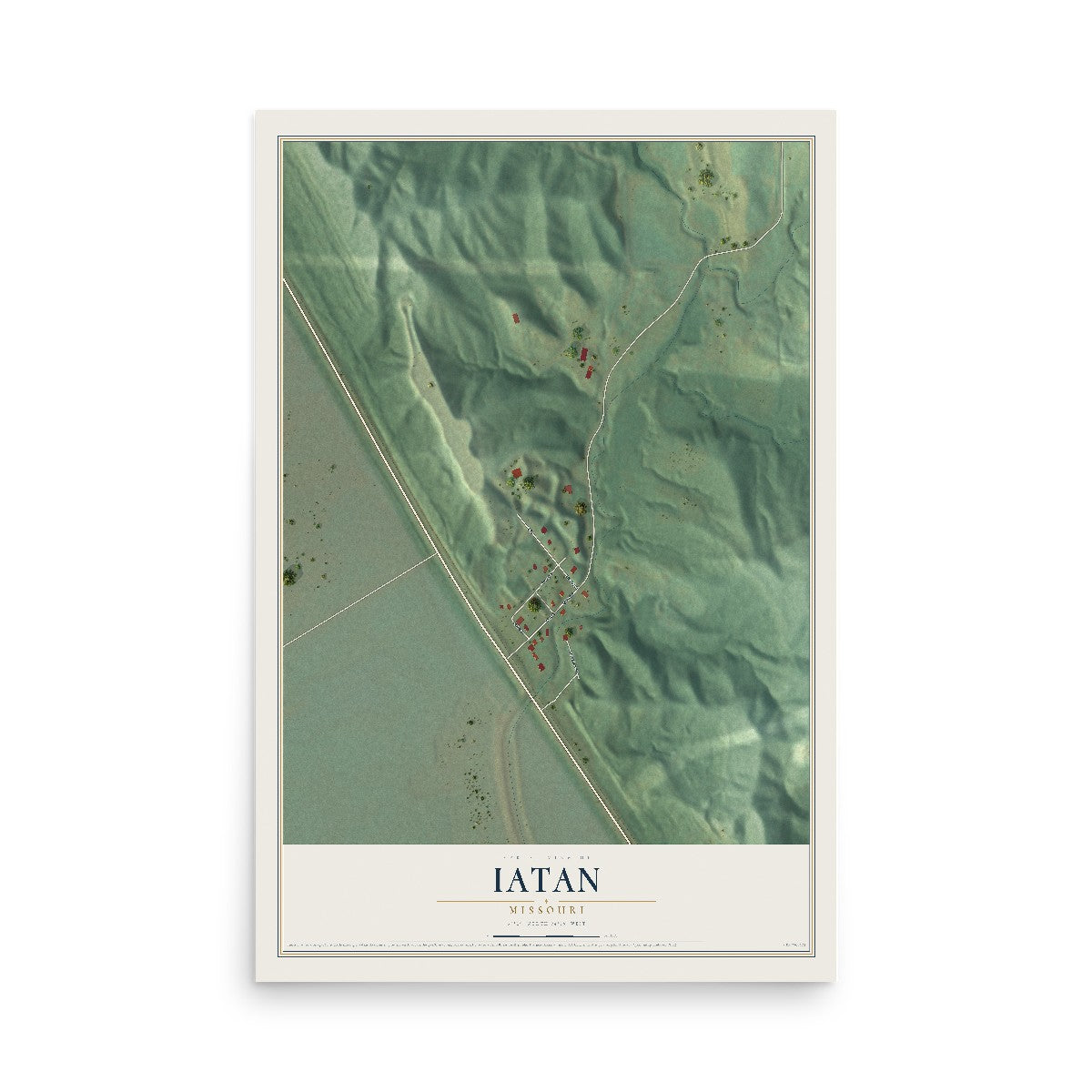 Map of Iatan, Missouri, 12 x 18 inch unframed archival matte print