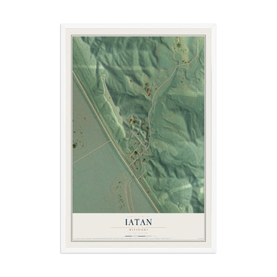 Map of Iatan, Missouri, 12 x 18 inch print in a white wood frame