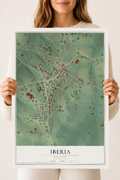 Map of Iberia, Missouri, 18 x 24 inch unframed archival matte print