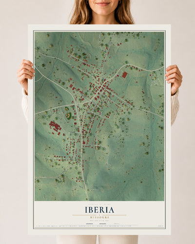 Map of Iberia, Missouri, 24 x 36 inch unframed archival matte print