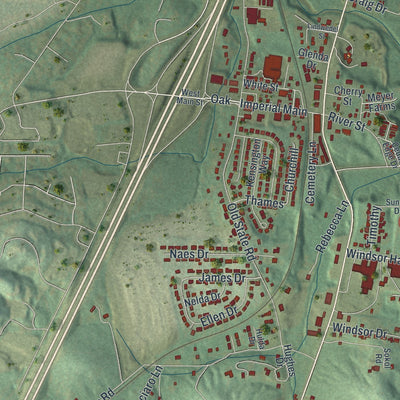 Close-up of the map of Imperial, Missouri print showing street and building detail
