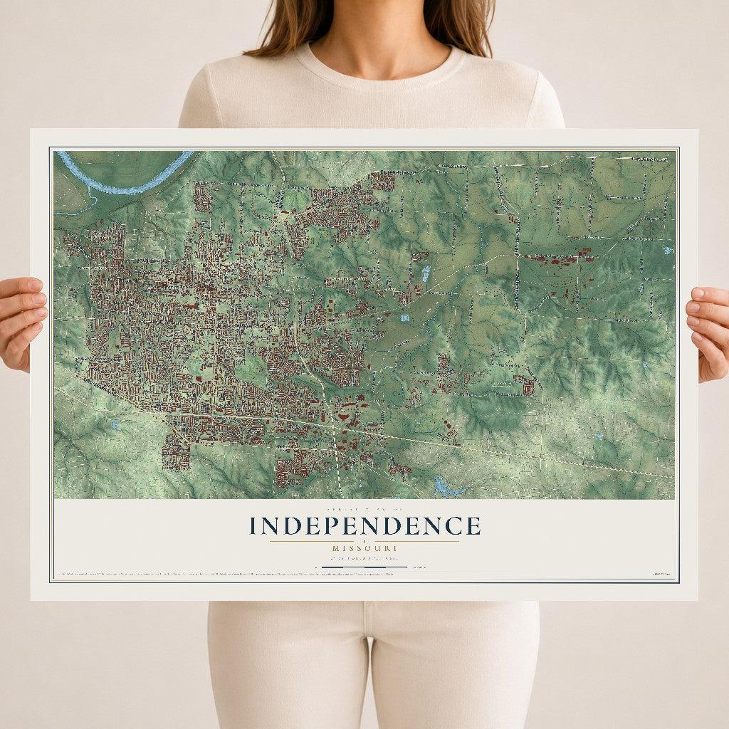 Map of Independence, Missouri, 18 x 24 inch unframed archival matte print