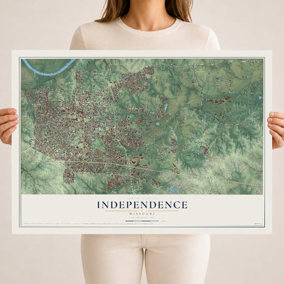 Map of Independence, Missouri, 18 x 24 inch unframed archival matte print