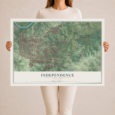 Map of Independence, Missouri, 24 x 36 inch unframed archival matte print