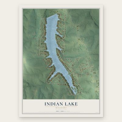 Indian Lake, Missouri map print, the full design