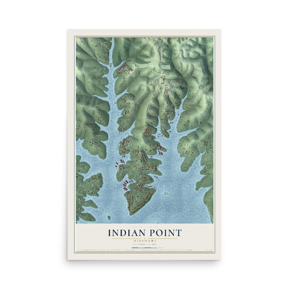 Map of Indian Point, Missouri, 12 x 18 inch unframed archival matte print
