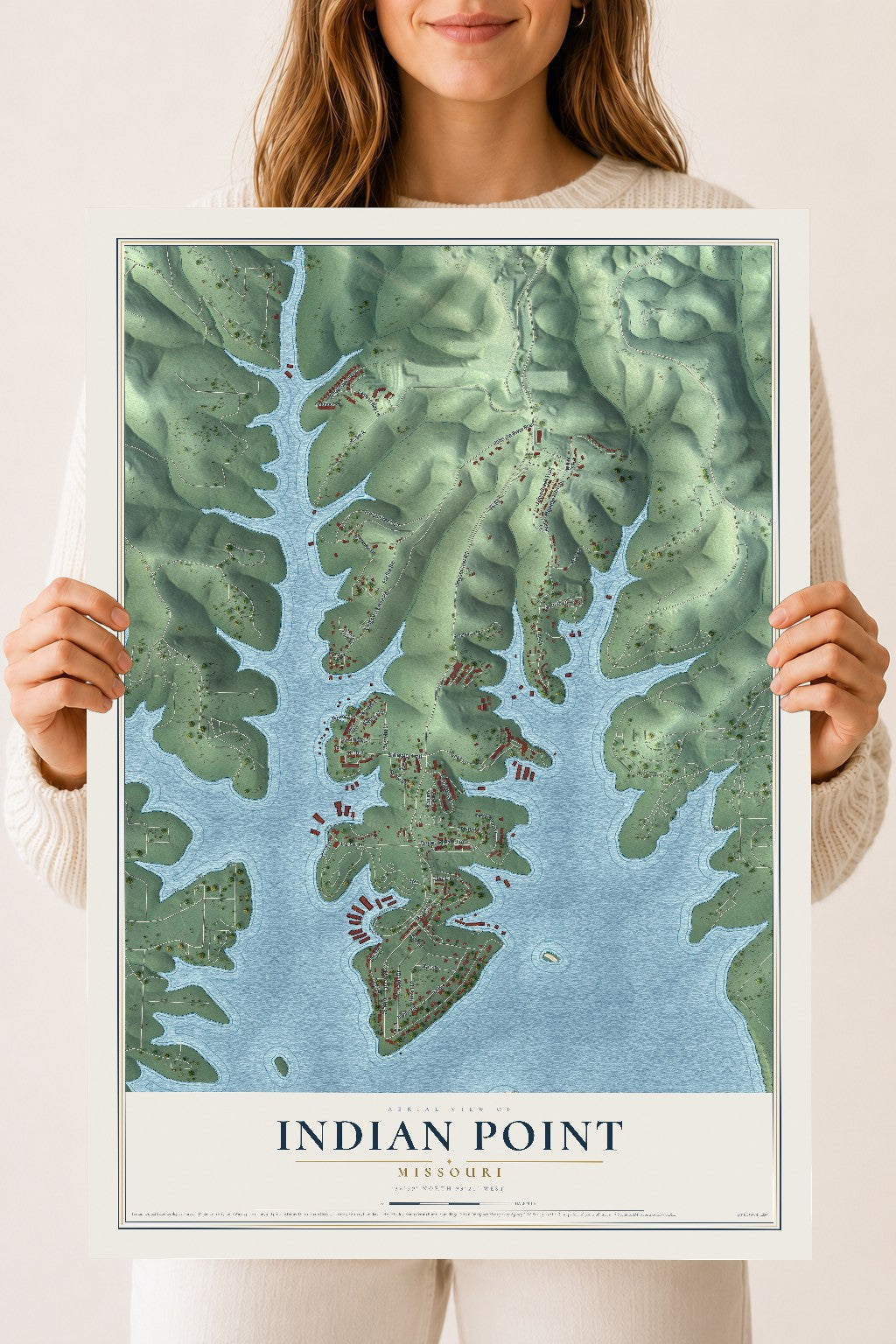 Map of Indian Point, Missouri, 18 x 24 inch unframed archival matte print