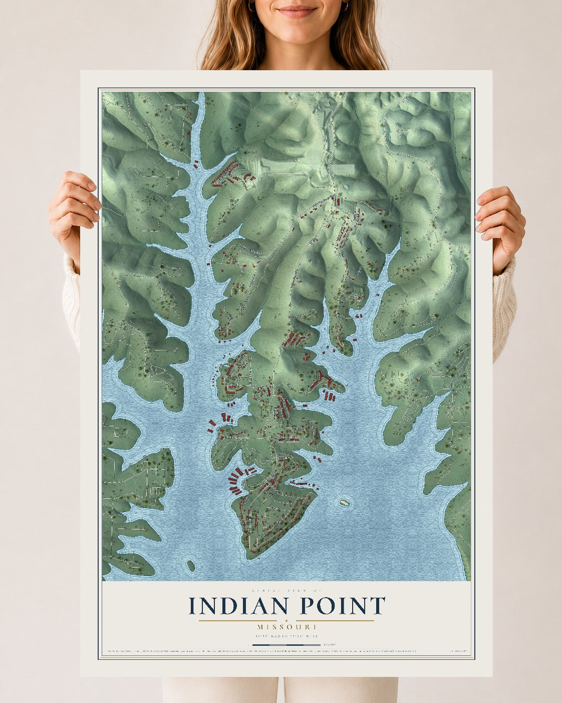 Map of Indian Point, Missouri, 24 x 36 inch unframed archival matte print