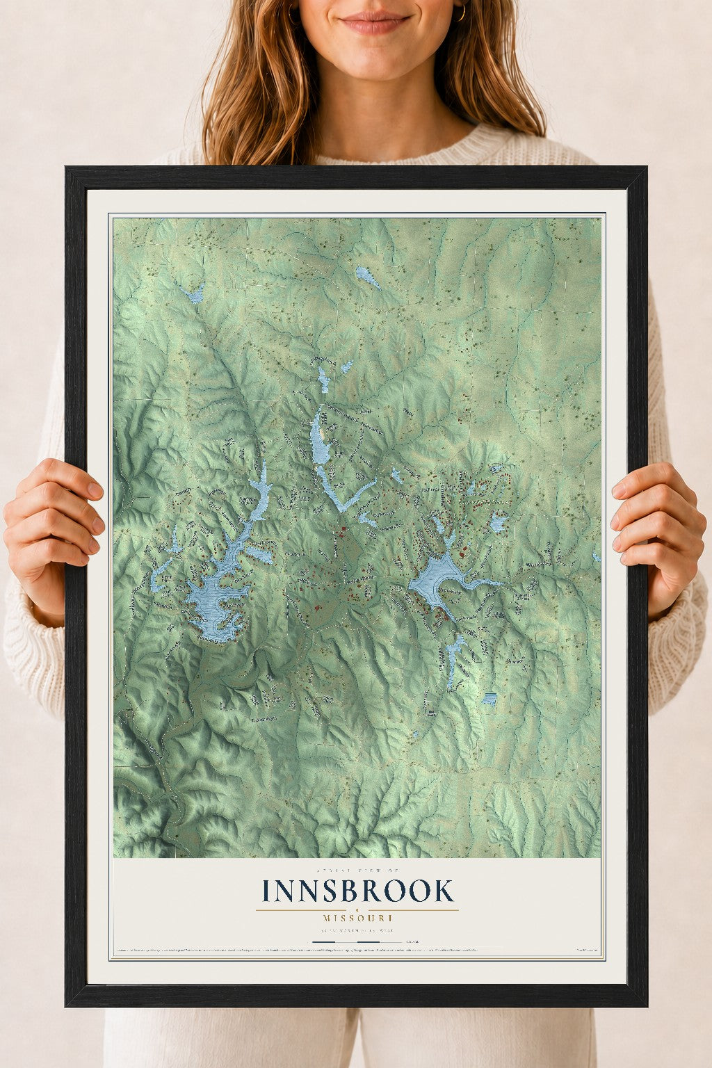 Map of Innsbrook, Missouri, 18 x 24 inch print in a black wood frame