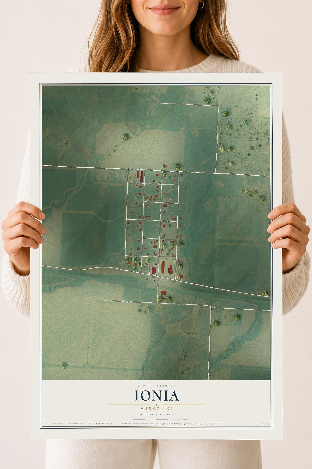 Map of Ionia, Missouri, 18 x 24 inch unframed archival matte print