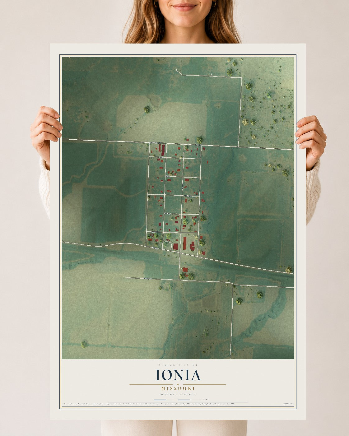 Map of Ionia, Missouri, 24 x 36 inch unframed archival matte print