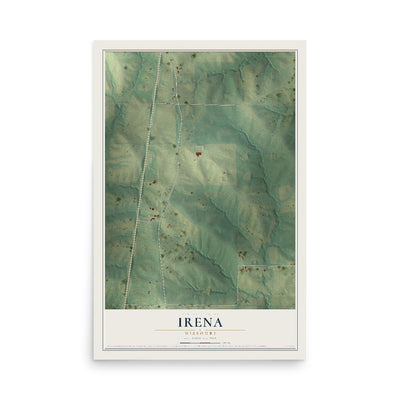 Map of Irena, Missouri, 12 x 18 inch unframed archival matte print