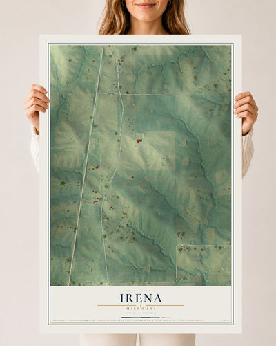 Map of Irena, Missouri, 24 x 36 inch unframed archival matte print
