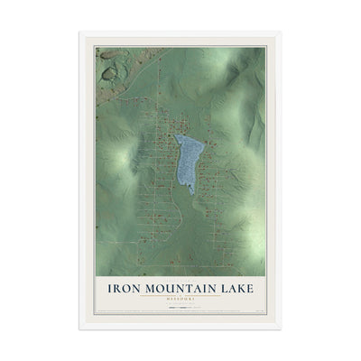 Map of Iron Mountain Lake, Missouri, 12 x 18 inch print in a white wood frame